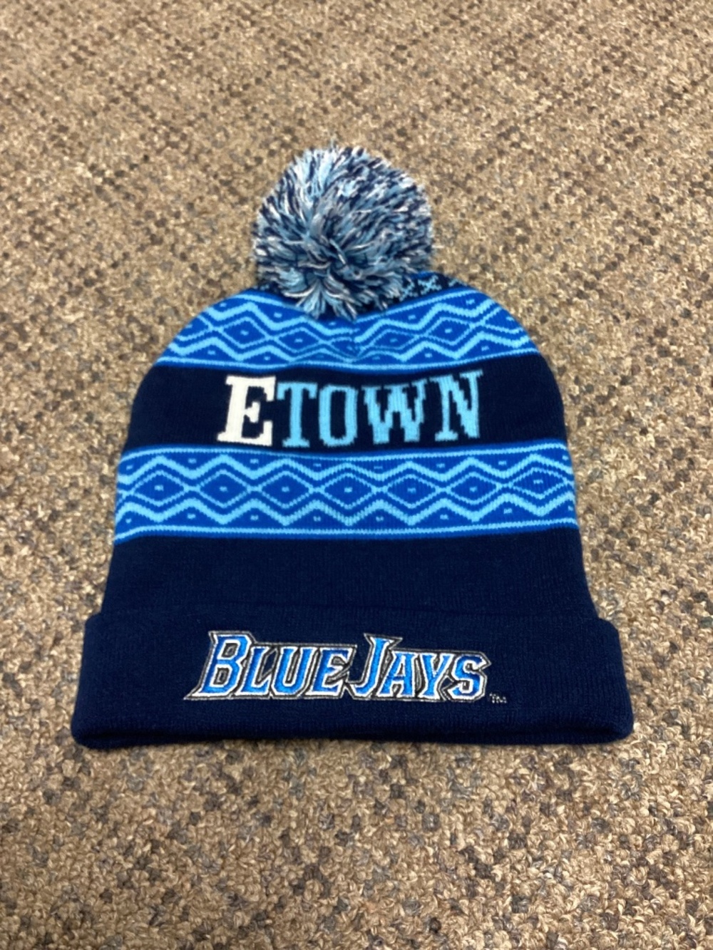 Blue Jays ETOWN Navy Light Blue Knit Pom Beanie Hat NWOT Size OSFM